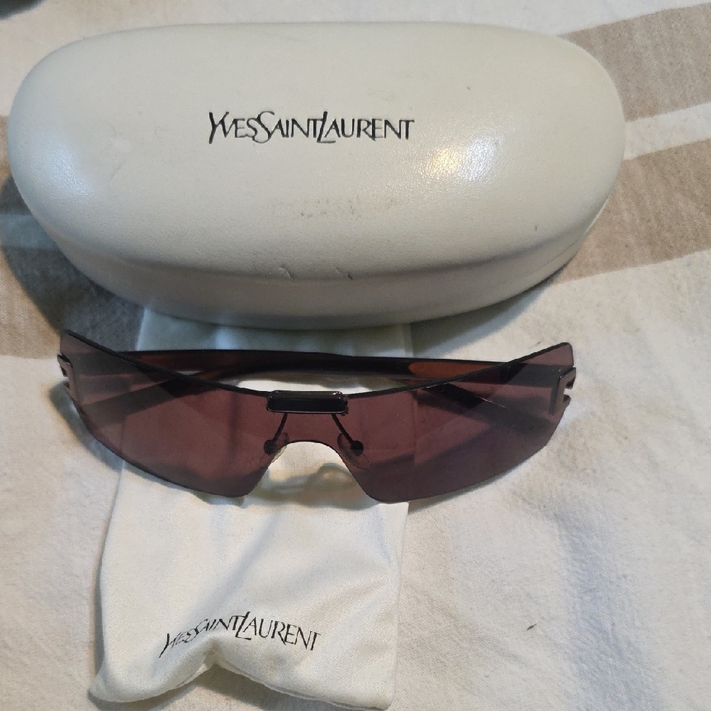 Yves Saint Laurent Burgundy Sunglasses with White Case